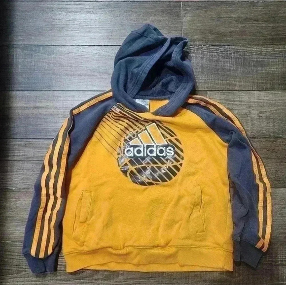 Adidas Boys Hoodie Size 7x Basketball Orange Grey - Picture 1 of 4